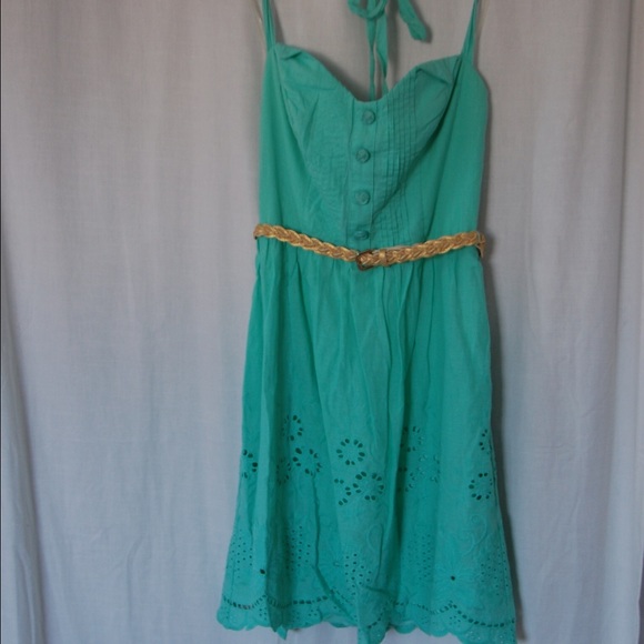 Halter Vintage style Green Summer Dress