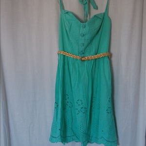 Halter Vintage style Green Summer Dress