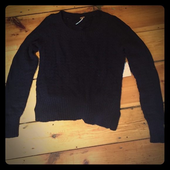 Black Free People Open Back Knit Sweater