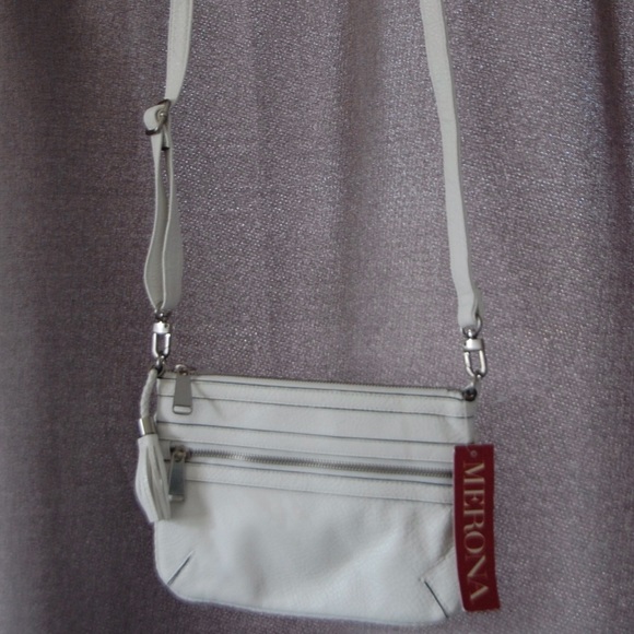 White Crossbody Purse w adjustable strap-Mereno - Picture 2 of 3