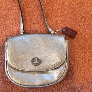 Coach Silver Metallic Grey Cross Body Purse