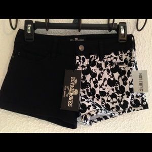 Royal Bones Split Leg Skull Shorts NWT