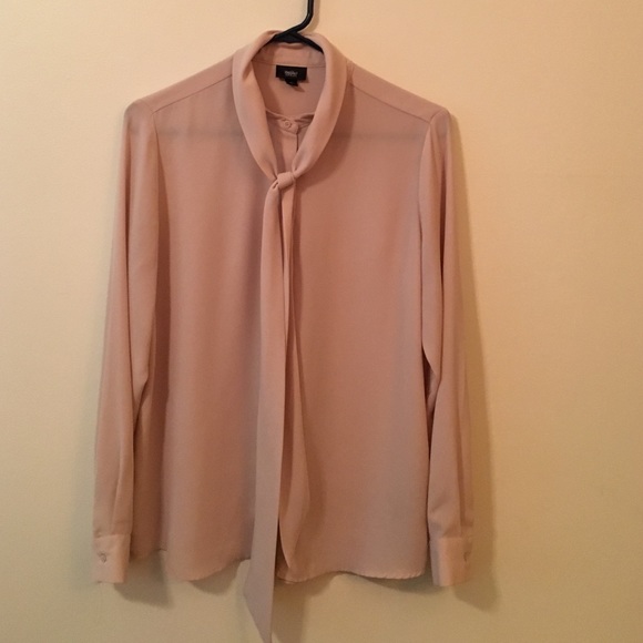 Missimo semi-sheer button up blouse with tie