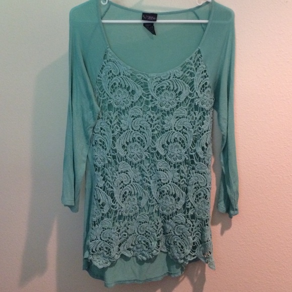 Daytrip Turquoise Lace-front Shirt