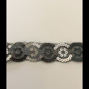 Appliqué Black & Silver sew or glue on Fabric Lace