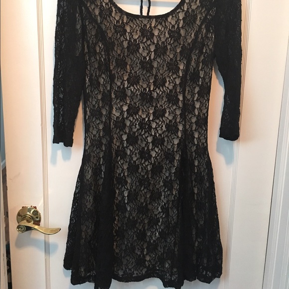 NWOT: Black Lace Skater Dress