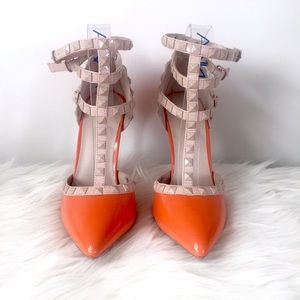 Orange Studded Heels