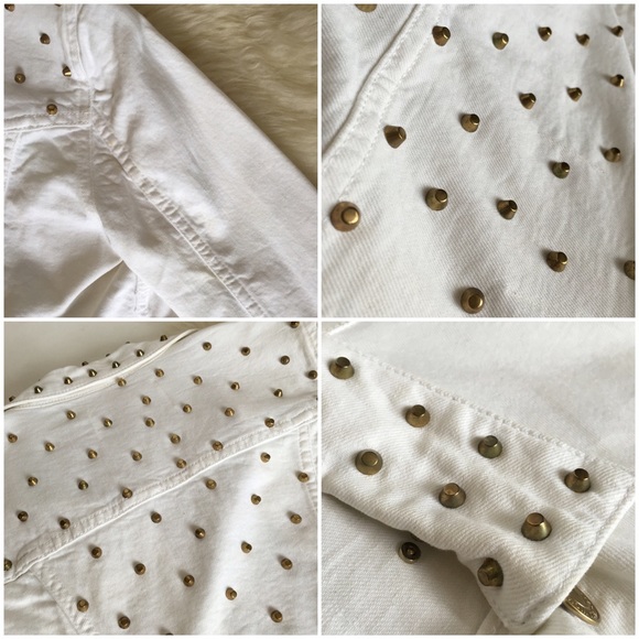 Zara White Denim Studded Jean Jacket - Picture 4 of 4