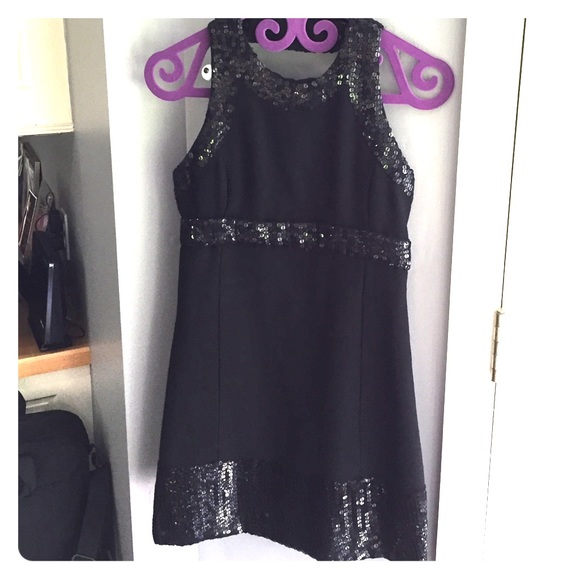 Black Open-back Mini Dress Sequin Detail - Picture 1 of 2