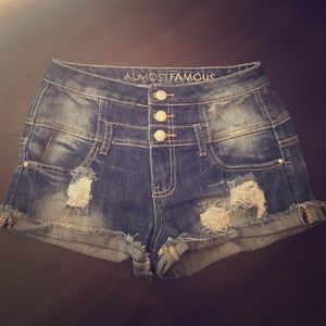 High rise denim shorts