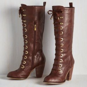 Brown heeled boots