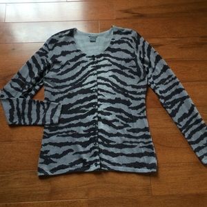 Ann Taylor button-down zebra print cardigan