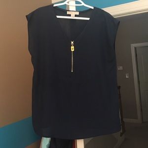 Navy Michael Kors zipper blouse- size M