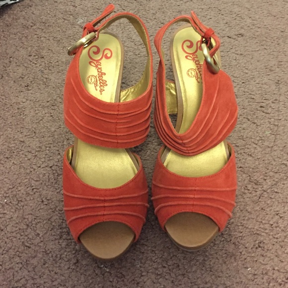 Seychelles Orange Fabric Heels