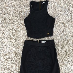 2 piece crop top and skirt set