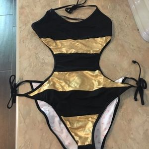 Pink by Victoria's Secret -Gold and black monokini