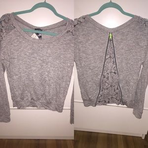 Wet seal grey sweater with zipper back