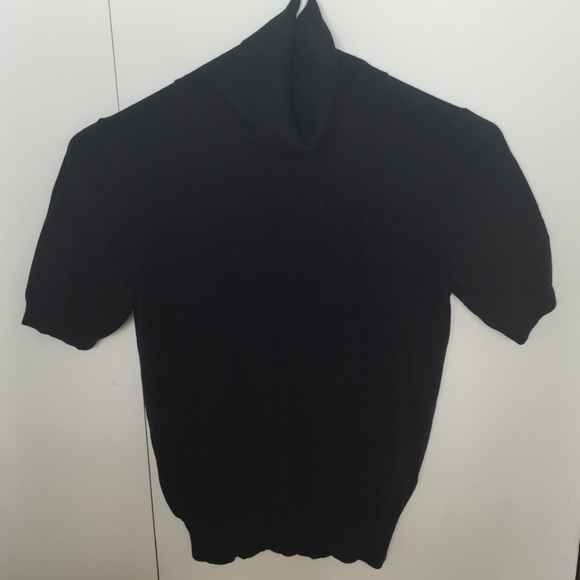 Black short sleeve turtleneck sweater