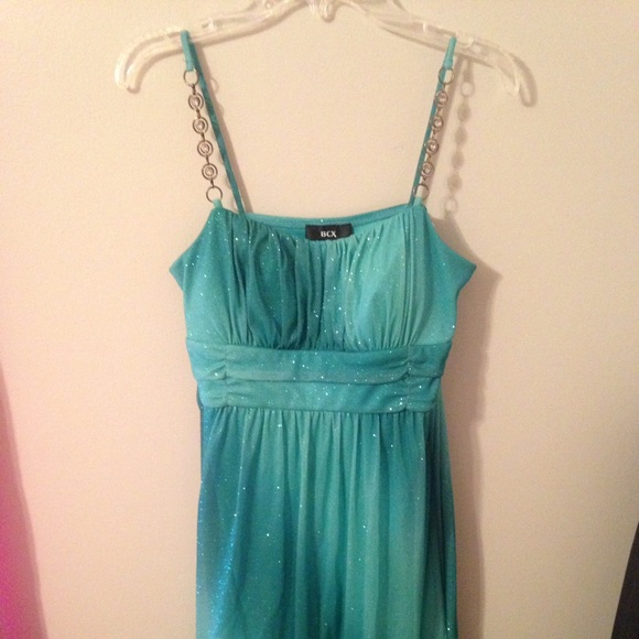 Blue and green homecoming dress