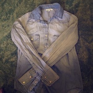 Delia's distressed style chambray top