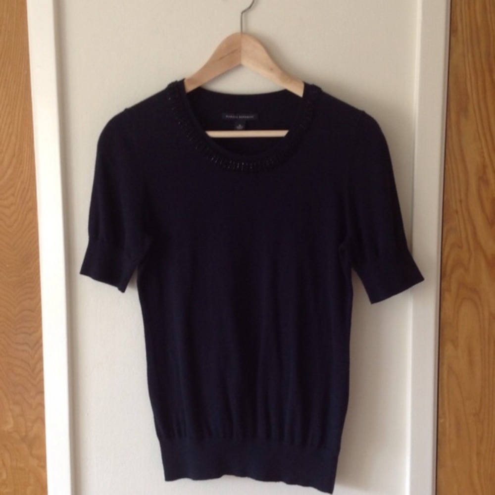Beautiful Banana Republic Navy Beaded Collar top