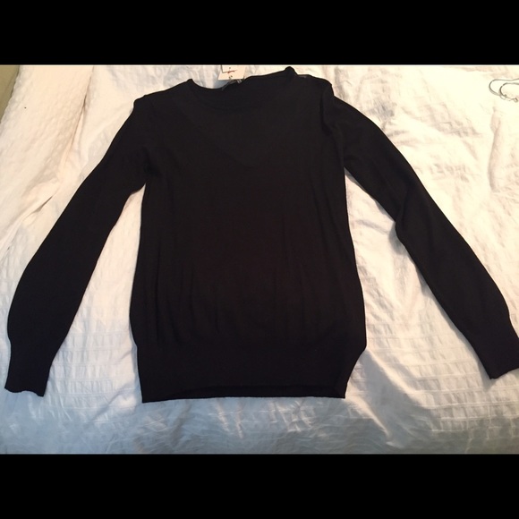 Black Sheer V Neck Top