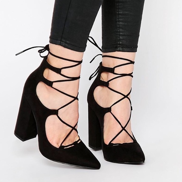 ASOS Black Lace Up Heels
