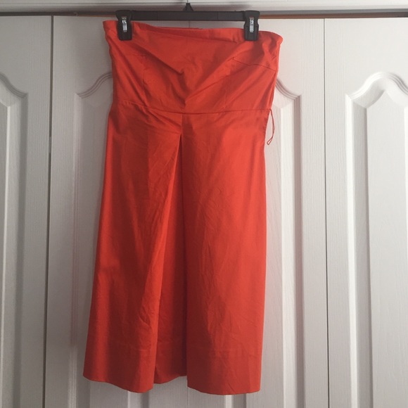 Orange strapless dress