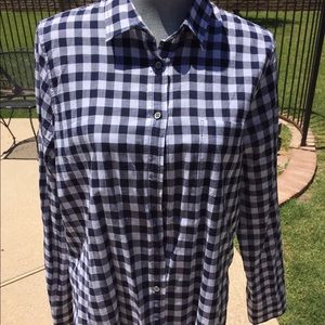 J.Crew Navy and White Gingham Shirt