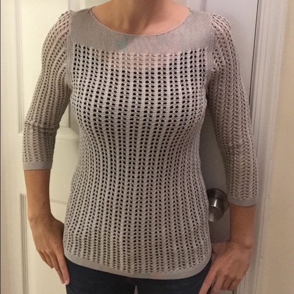 Shiny silver woven see-through sweater top - Picture 1 of 4