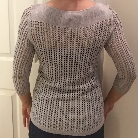 Shiny silver woven see-through sweater top - Picture 2 of 4