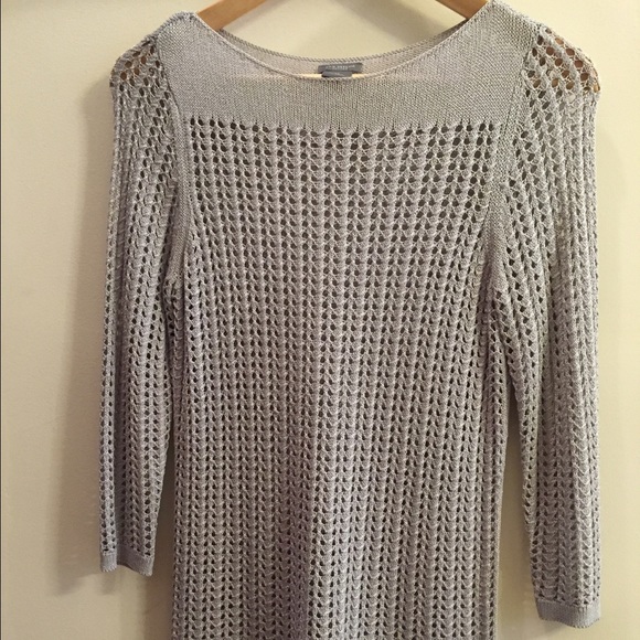 Shiny silver woven see-through sweater top - Picture 4 of 4