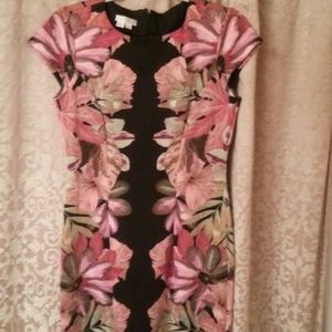 Summer cap sleeve floral & black dress medium
