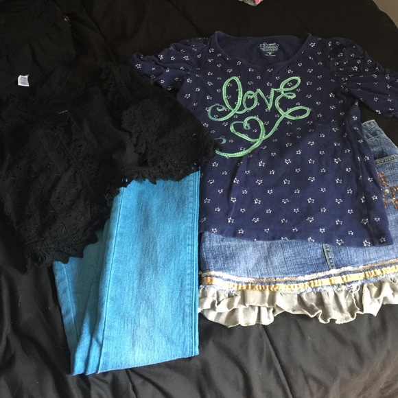 Bundle of A top, jeans, skirt, and a vest