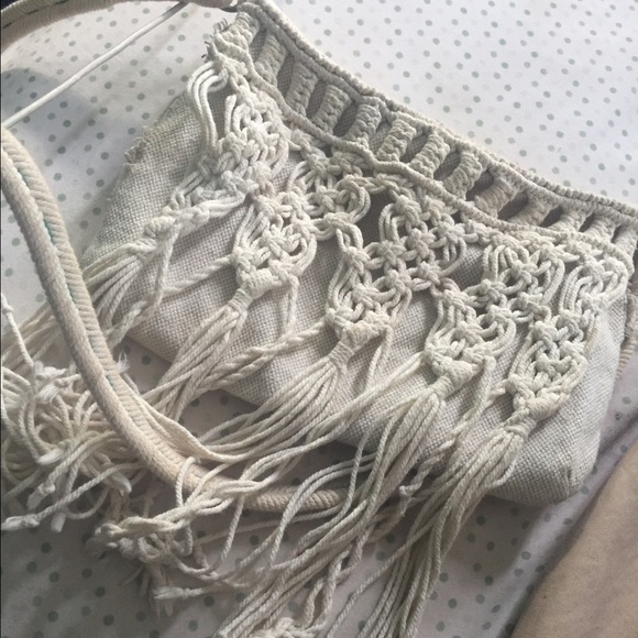 White Fringe Cross body Bag