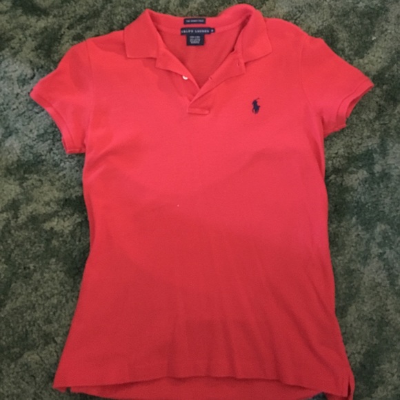 POLO RALPH LAUREN SKINNY POLO IN WATERMELON