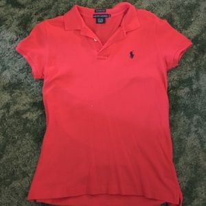 POLO RALPH LAUREN SKINNY POLO IN WATERMELON