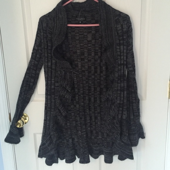 Gray/black cardigan sweater