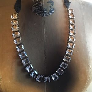 JCREW CRYSTAL LARGE RECTANGLE NECKLACE.RIBBON TIE