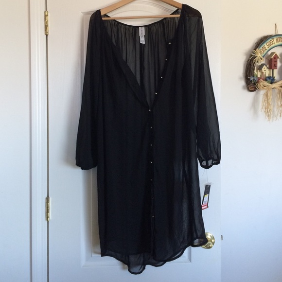 Black sheer swim cover up