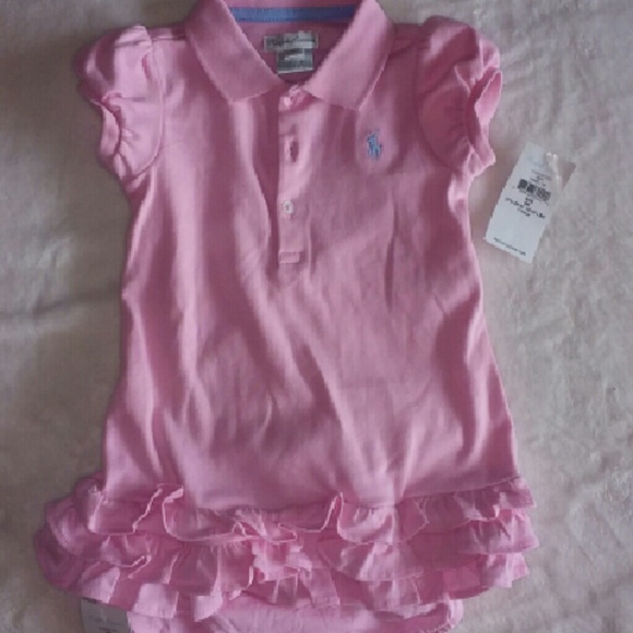 NWT Ralph Lauren Baby Girl Polo Dress/Bloomer Set