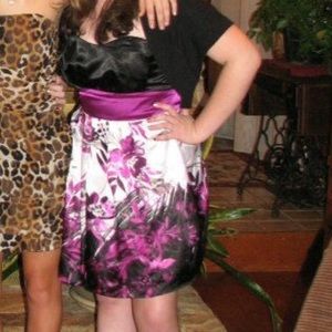 Floral cocktail strapless dress