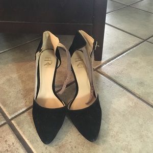 Two tone black and grey faux suede pumps size 7