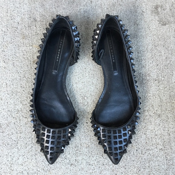 Zara Shoes - {zara} rockstud pointy flats
