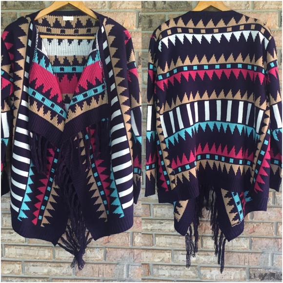 ✨1HRSALE Unique Tribal Tassel Cardi Kimono sold - Picture 4 of 4