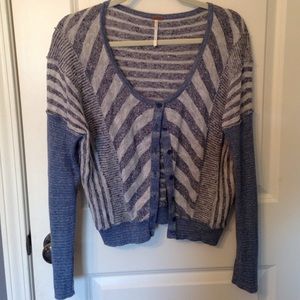Free people blue asymmetric stripe cardigan