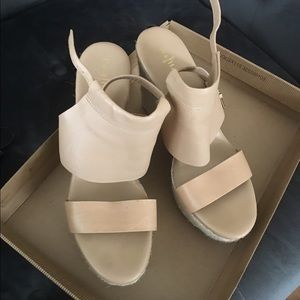 Cole haan tan wedge heeled sandals