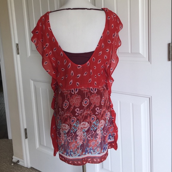 Free People floral ruffle tunic smock dress - Picture 3 of 4