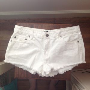 Low-Rise Denim White Shorts