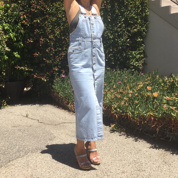 Vintage denim overall dress with adjustable straps